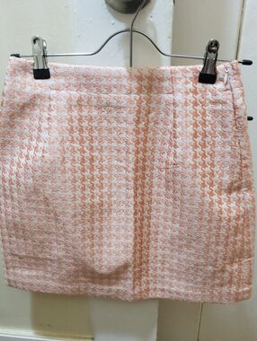 Ekool Peach Pink  Houndstooth Mini Skirt, Sz M